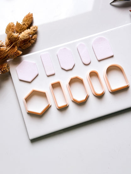 Basic Geometric Clay Cutter Set: Arch, Hexagon & Rectangle Shapes for Polymer Clay Jewelry