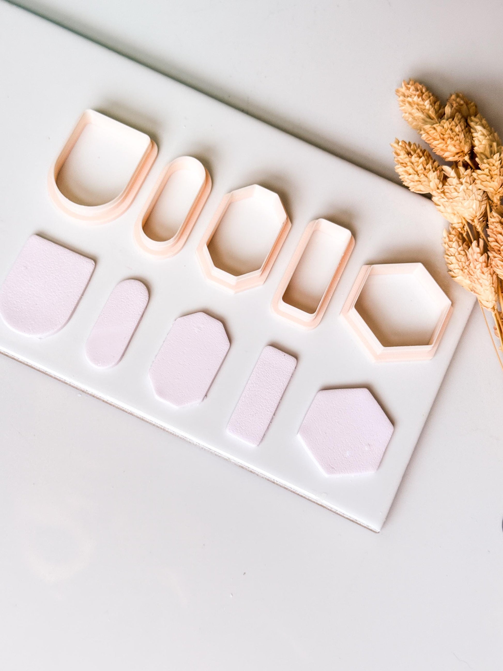 Basic Geometric Clay Cutter Set: Arch, Hexagon & Rectangle Shapes for Polymer Clay Jewelry