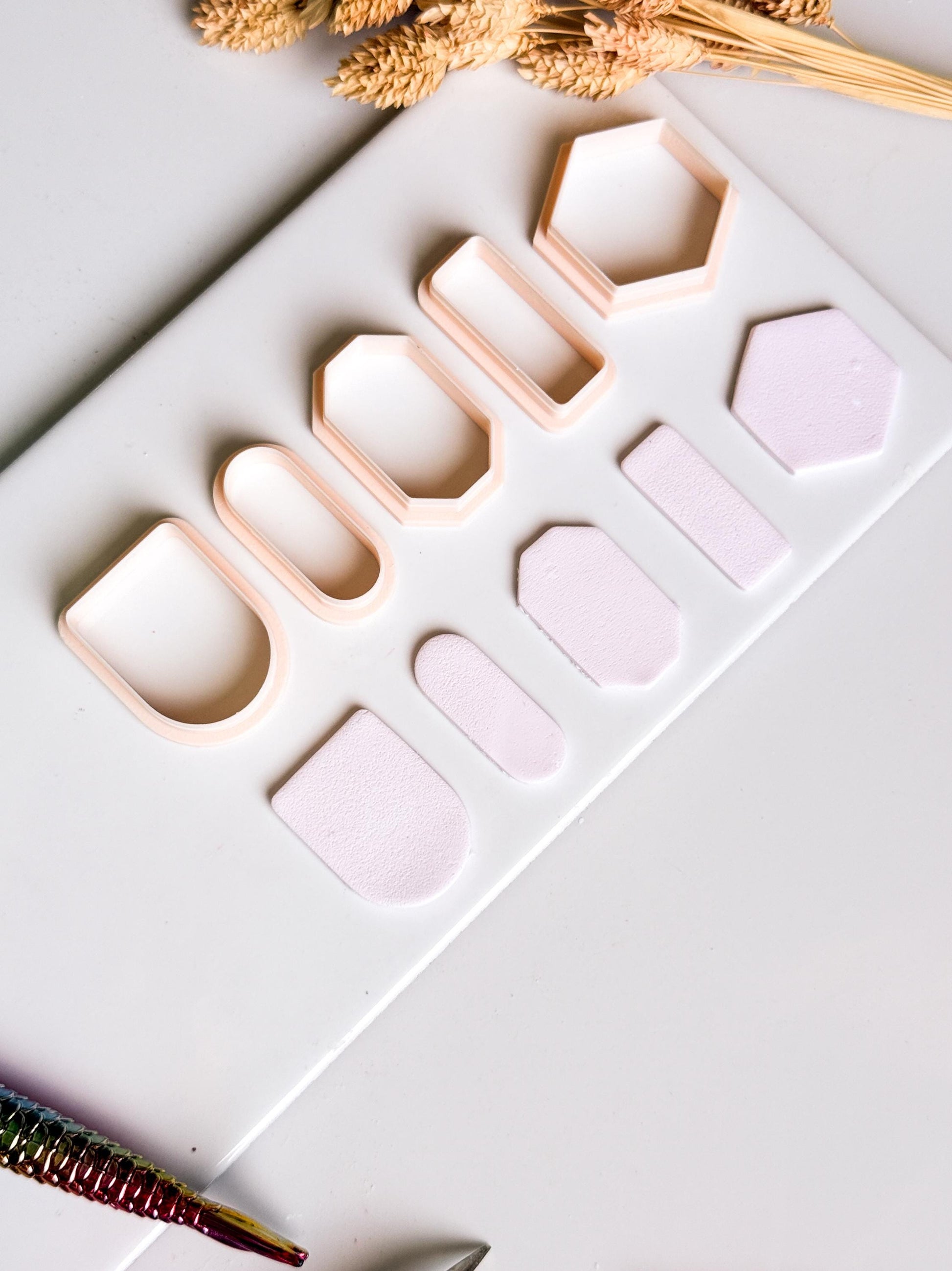 Basic Geometric Clay Cutter Set: Arch, Hexagon & Rectangle Shapes for Polymer Clay Jewelry