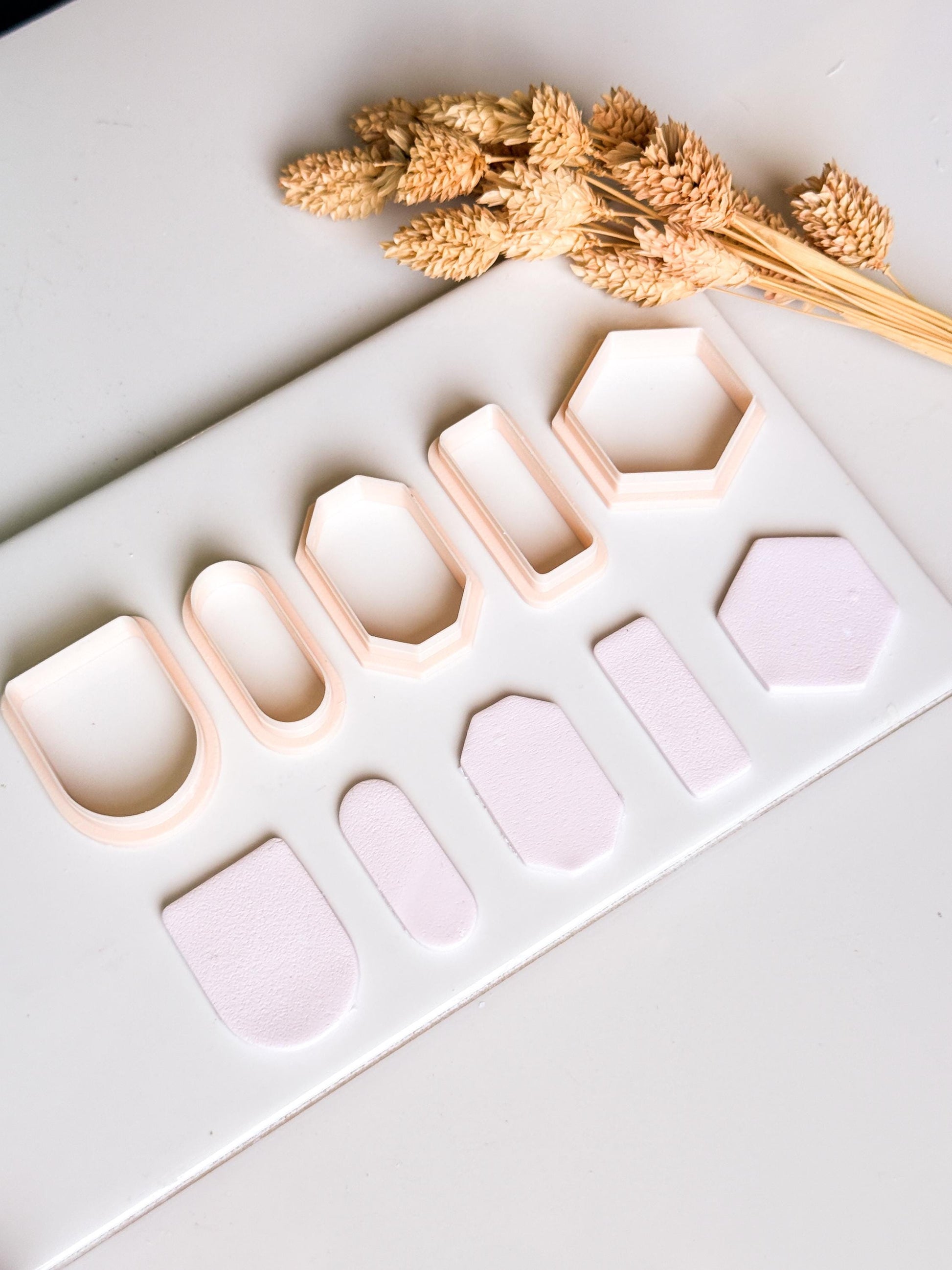 Basic Geometric Clay Cutter Set: Arch, Hexagon & Rectangle Shapes for Polymer Clay Jewelry