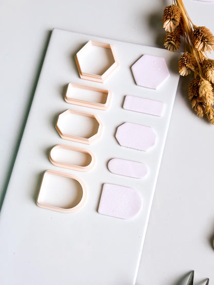 Basic Geometric Clay Cutter Set: Arch, Hexagon & Rectangle Shapes for Polymer Clay Jewelry