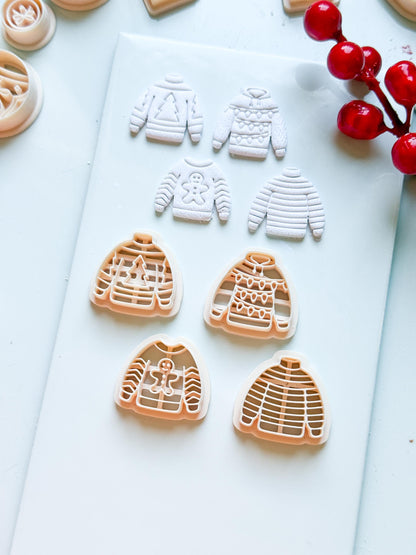 Christmas Sweater Clay Cutters: Holiday Earring Cutters for Polymer Clay