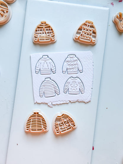 Christmas Sweater Clay Cutters: Holiday Earring Cutters for Polymer Clay