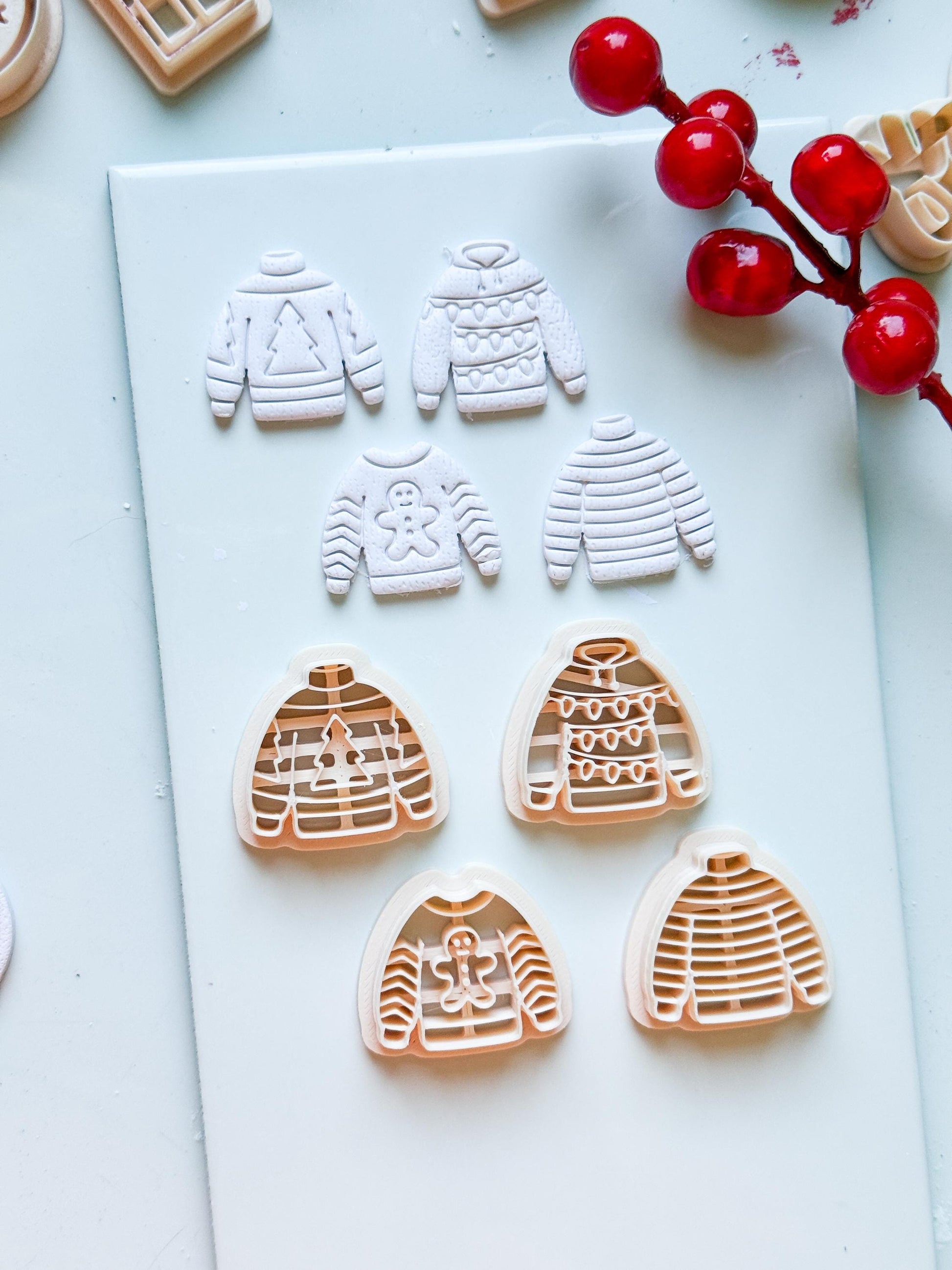 Christmas Sweater Clay Cutters: Holiday Earring Cutters for Polymer Clay