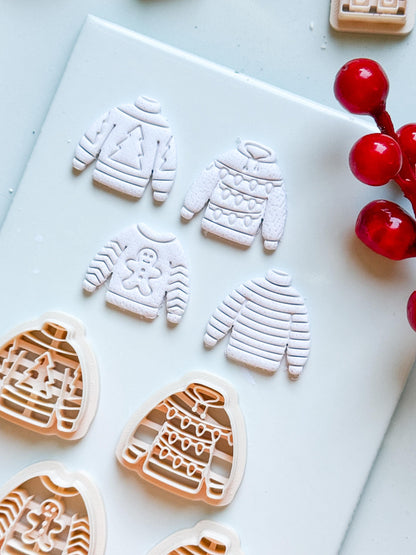 Christmas Sweater Clay Cutters: Holiday Earring Cutters for Polymer Clay