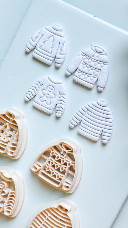 Christmas Sweater Clay Cutters: Holiday Earring Cutters for Polymer Clay