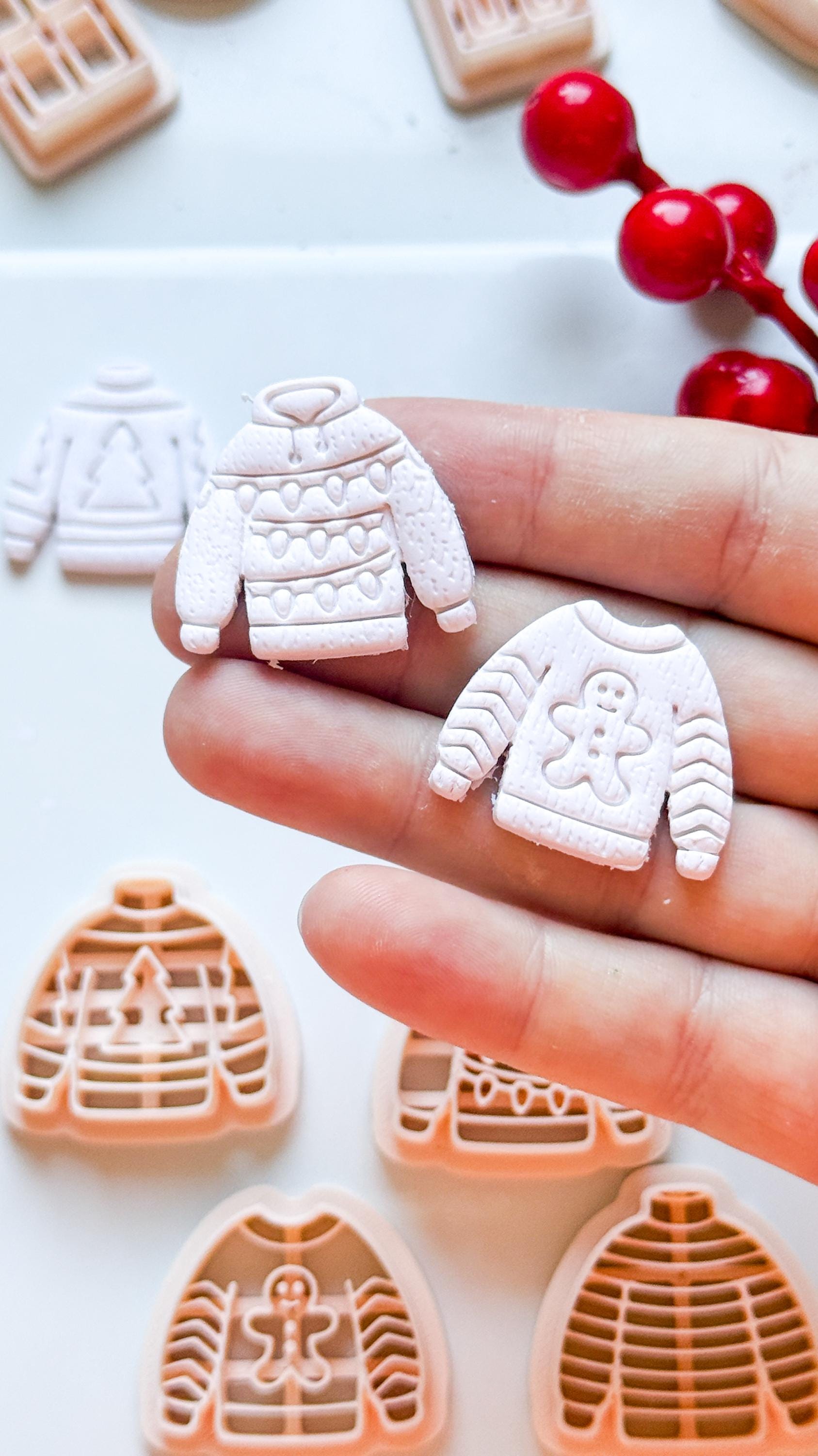 Christmas Sweater Clay Cutters: Holiday Earring Cutters for Polymer Clay