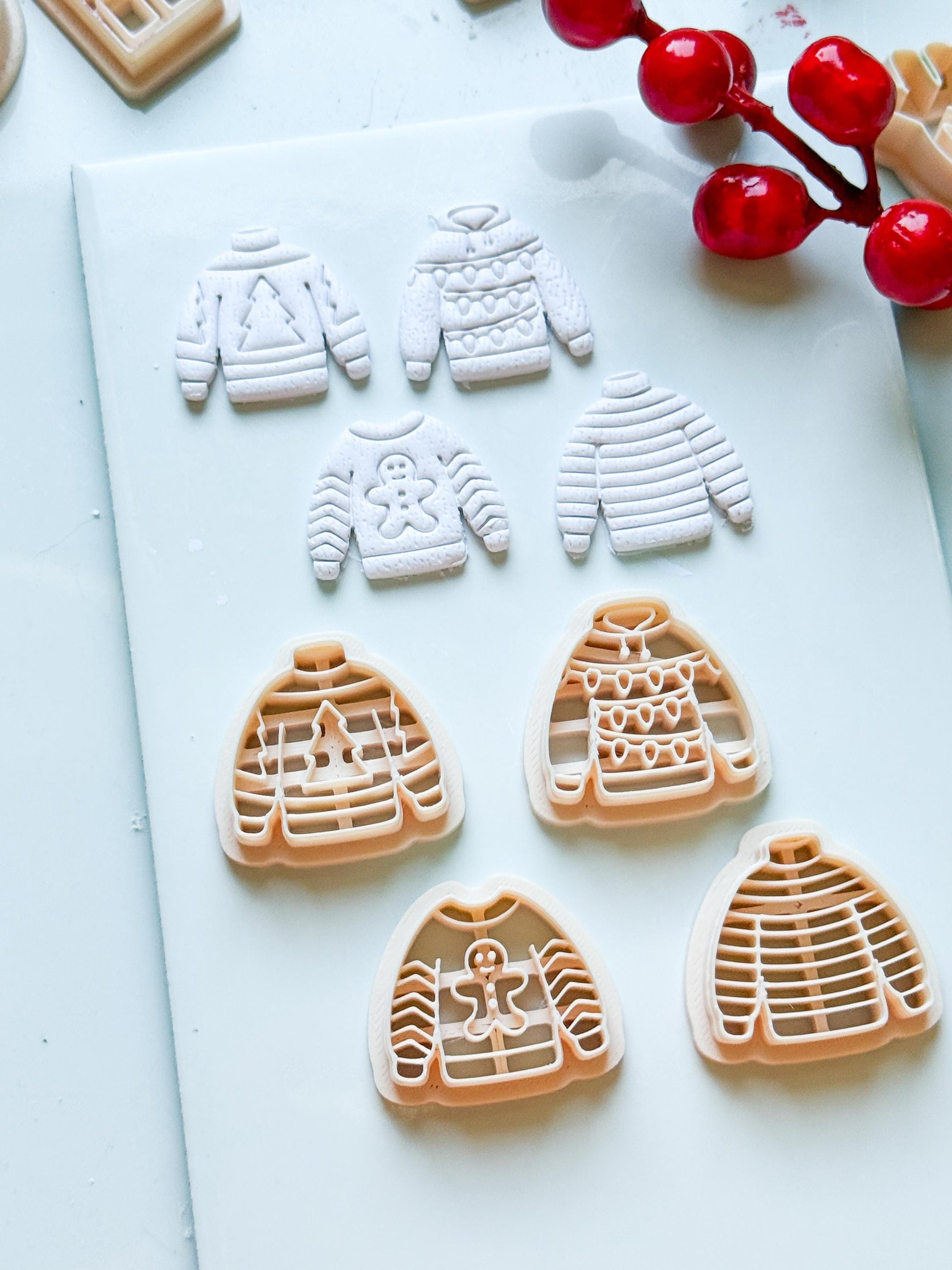 Christmas Sweater Clay Cutters: Holiday Earring Cutters for Polymer Clay