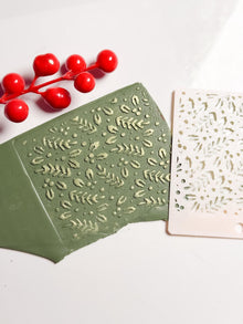 Holly Leaf Christmas Stencil – Festive Berries Pattern for Polymer Clay and Crafts