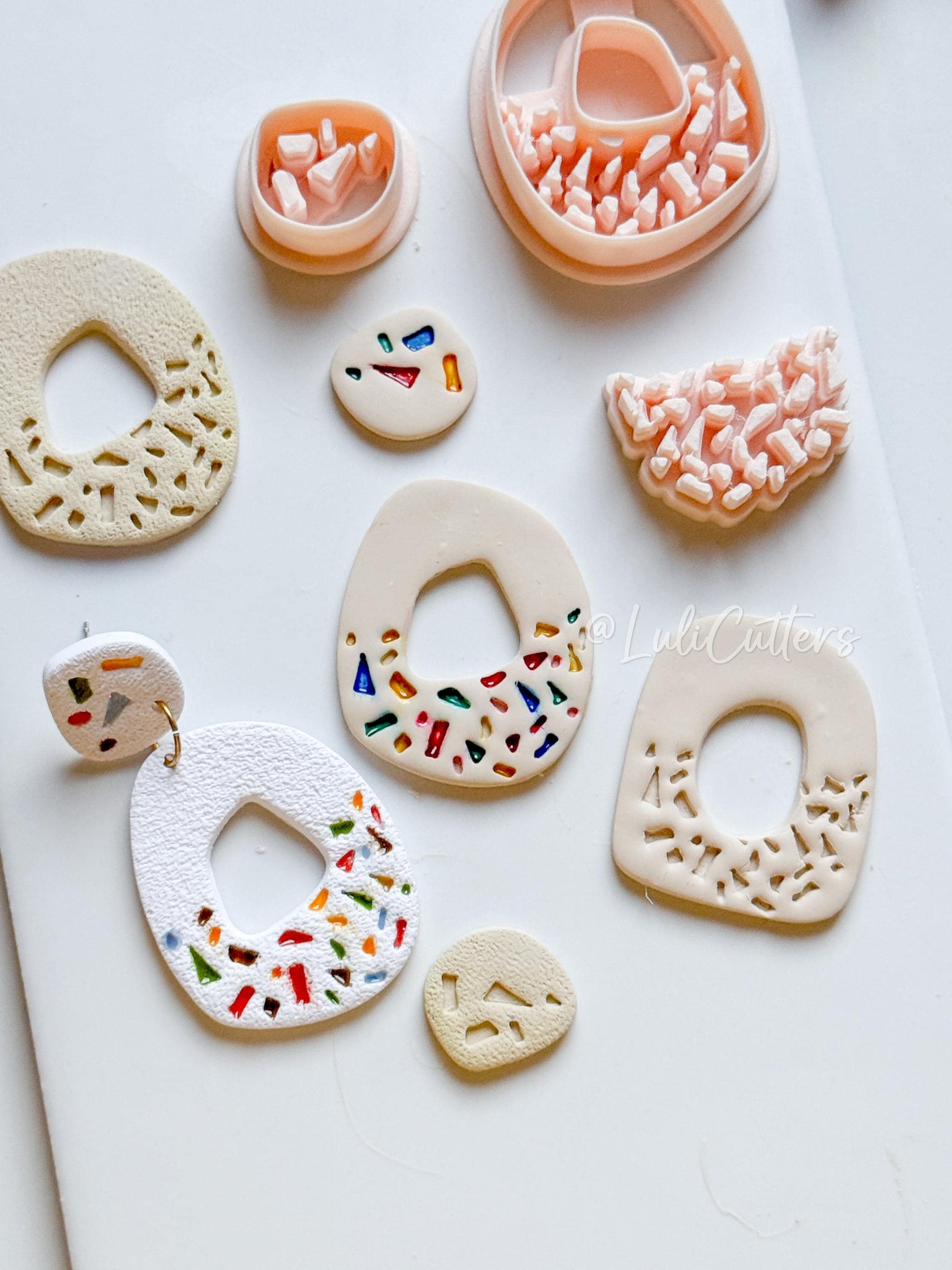 Terrazzo Polymer Clay Cutter: Oval Shard Stamp for Statement Earrings