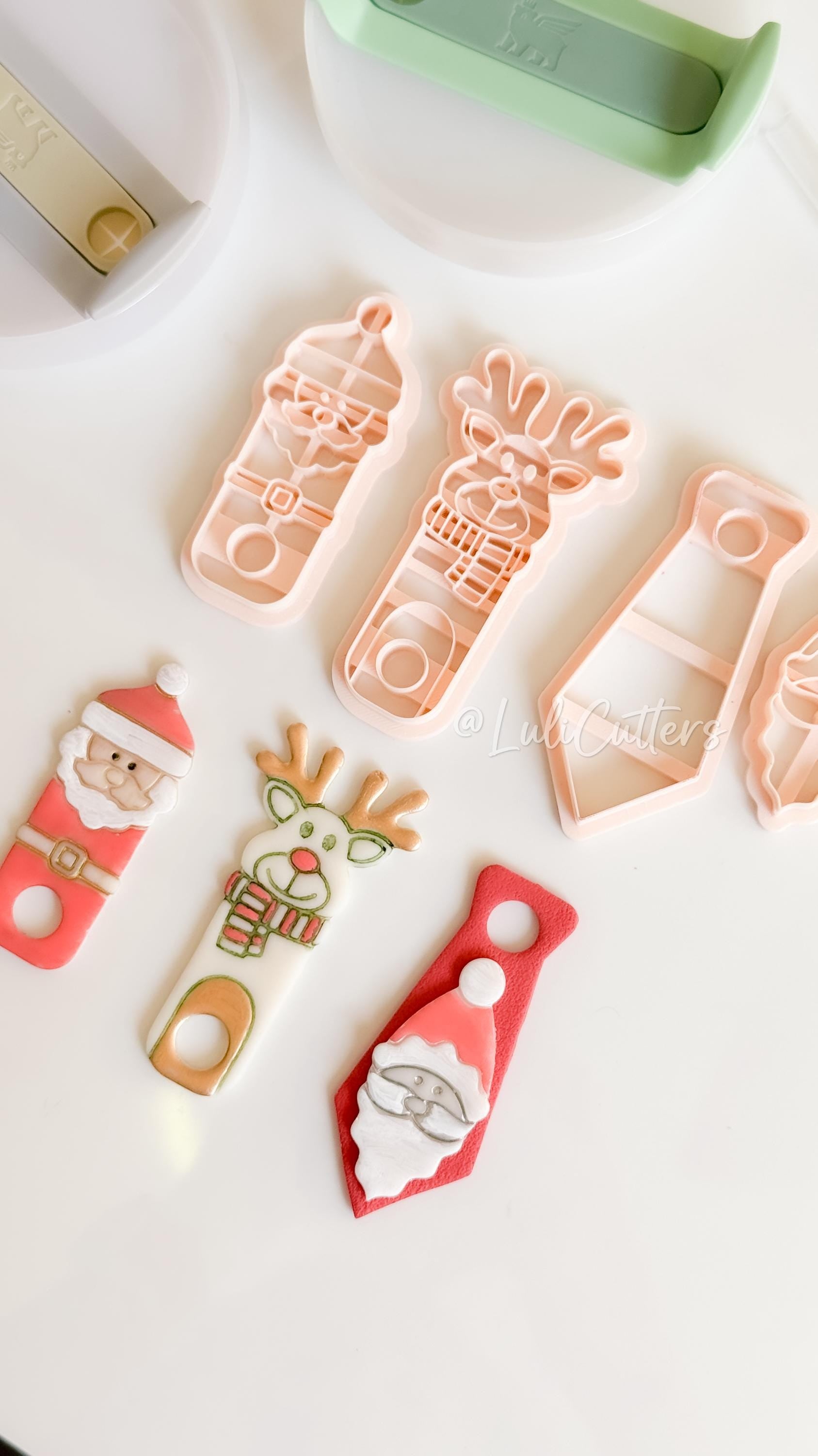 Santa and Reindeer Clay Cutters – Christmas Stanley Tumbler Topper Polymer Clay Tools