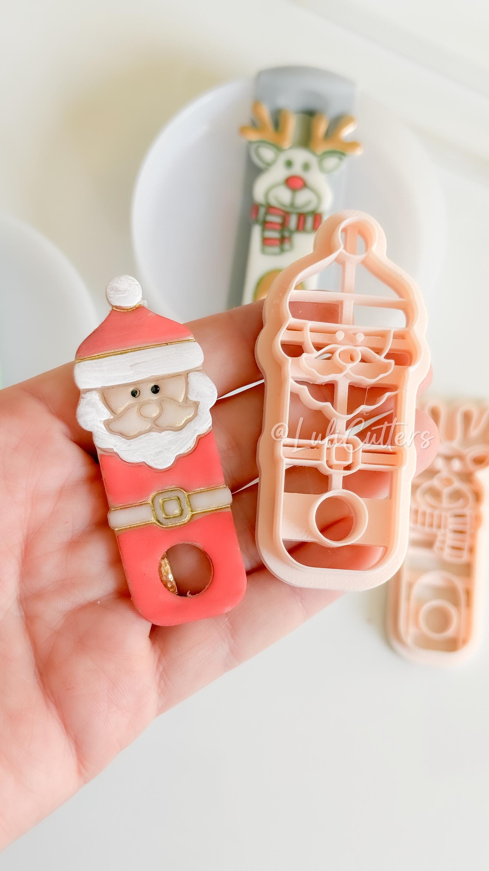 Santa and Reindeer Clay Cutters – Christmas Stanley Tumbler Topper Polymer Clay Tools
