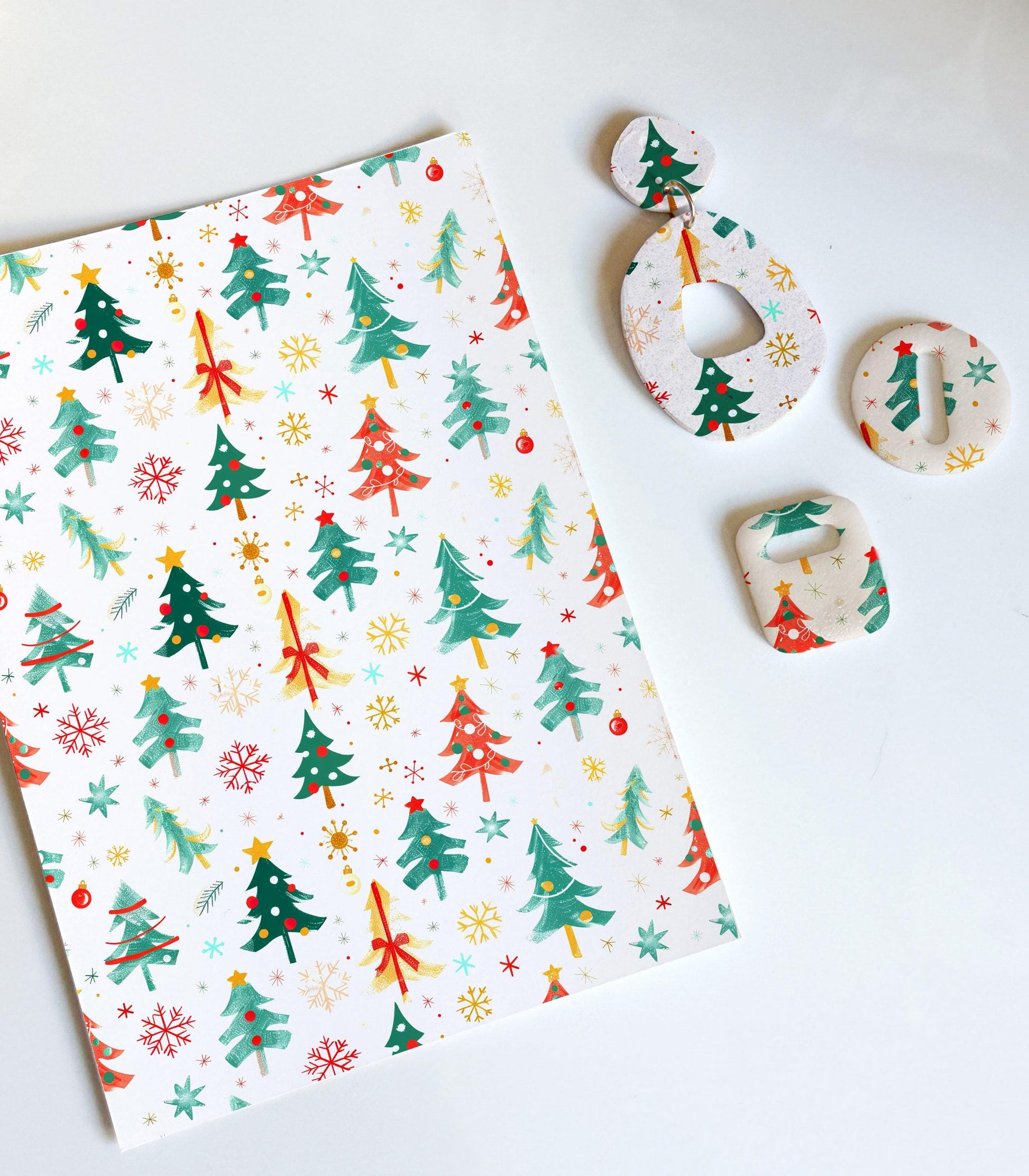 Christmas Tree & Santa Transfer Papers – Festive Polymer Clay Surface Designs