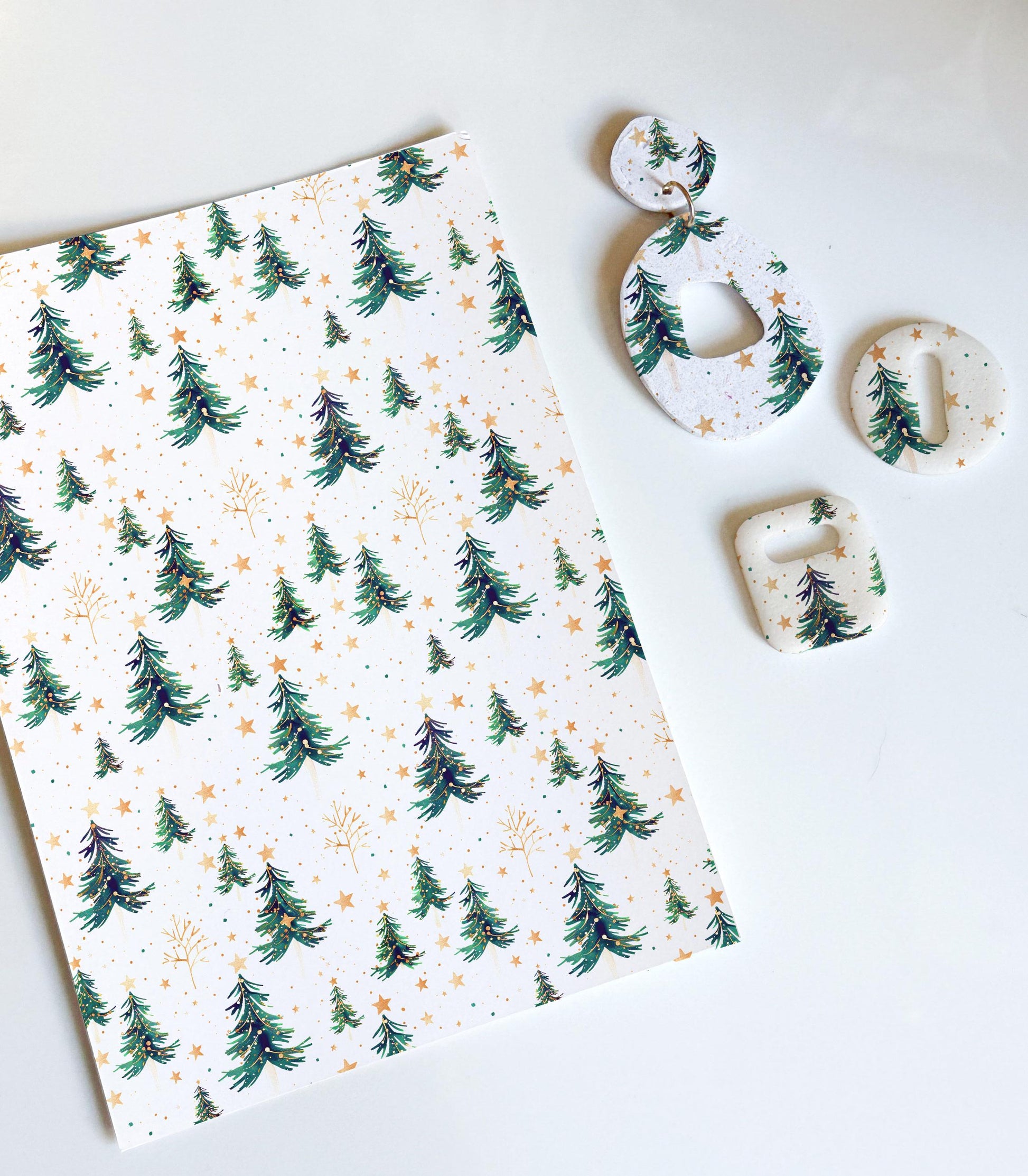 Christmas Tree & Santa Transfer Papers – Festive Polymer Clay Surface Designs