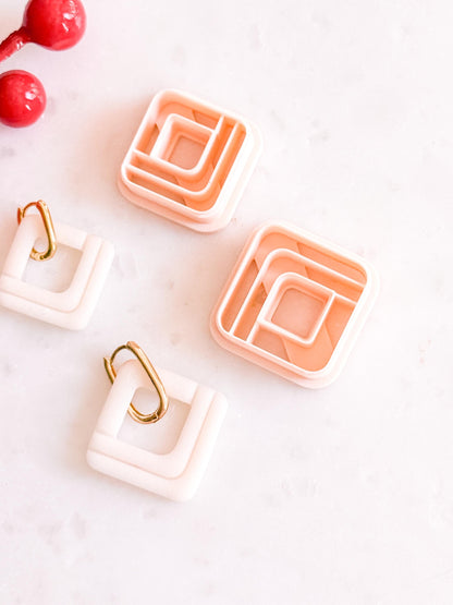 Layered Square Clay Cutter Set – Modern Geometric Polymer Clay Earring Shapes