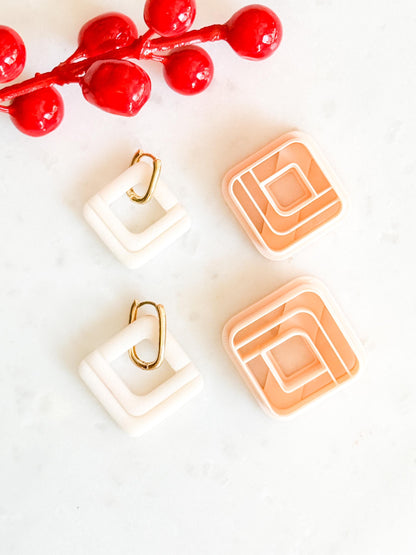 Layered Square Clay Cutter Set – Modern Geometric Polymer Clay Earring Shapes