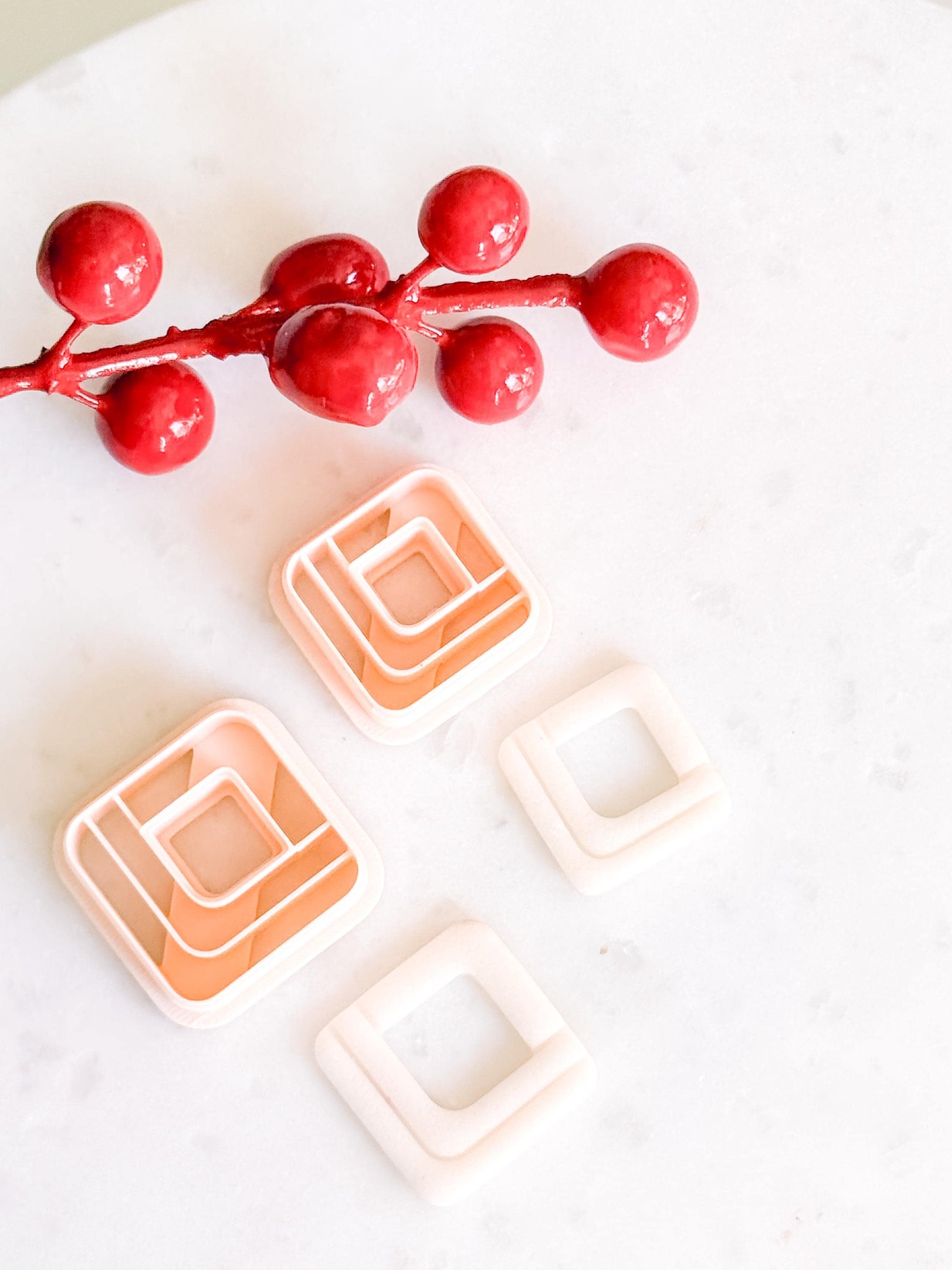 Layered Square Clay Cutter Set – Modern Geometric Polymer Clay Earring Shapes