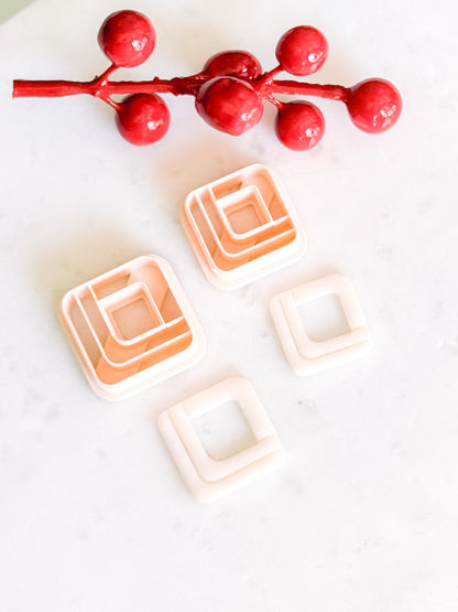 Layered Square Clay Cutter Set – Modern Geometric Polymer Clay Earring Shapes