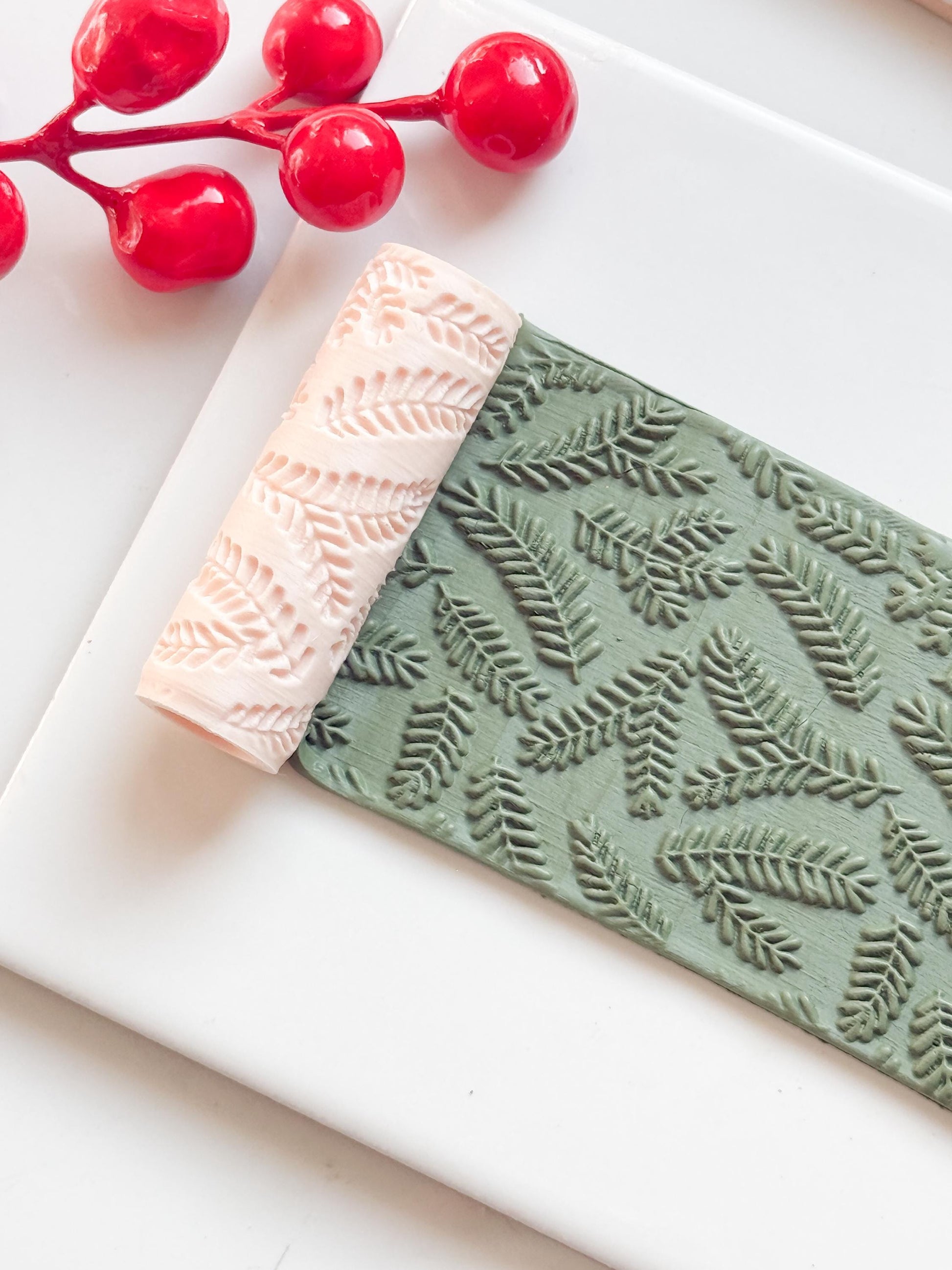 Fern Embossing Roller – Leaf Pattern Polymer Clay Embossing Tool