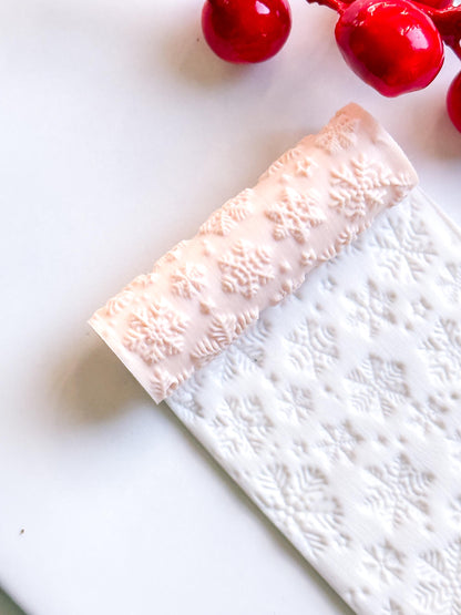 Snowflake Deboss Roller for Polymer Clay – Winter Texture Rolling Pin