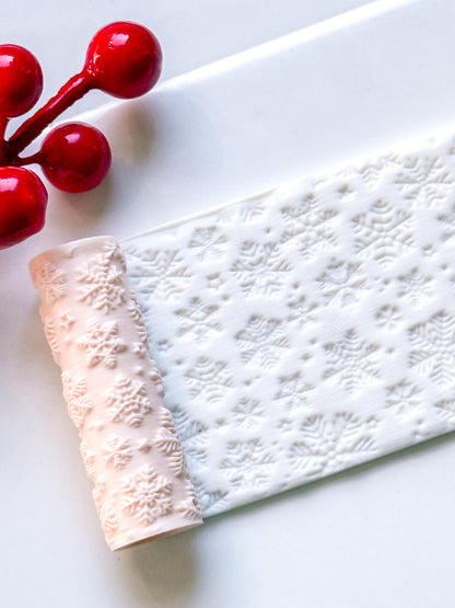 Snowflake Deboss Roller for Polymer Clay – Winter Texture Rolling Pin