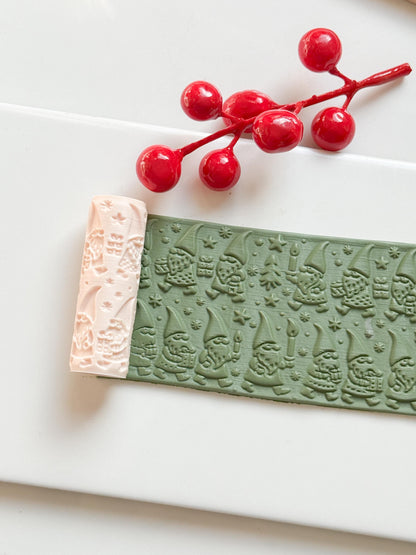 Christmas Gnome Emboss Roller for Polymer Clay – Holiday Texture Rolling Pin
