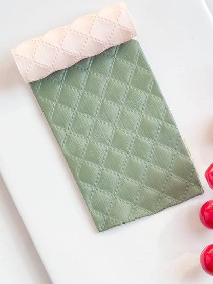 Quilted Diamond Emboss Roller for Polymer Clay – Stitch Texture Rolling Pin