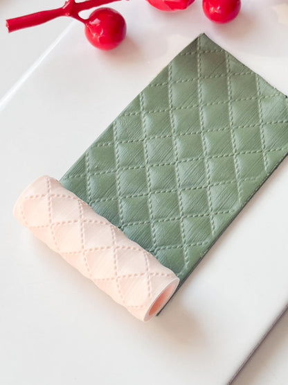 Quilted Diamond Emboss Roller for Polymer Clay – Stitch Texture Rolling Pin