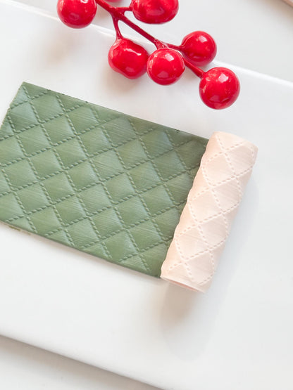 Quilted Diamond Emboss Roller for Polymer Clay – Stitch Texture Rolling Pin