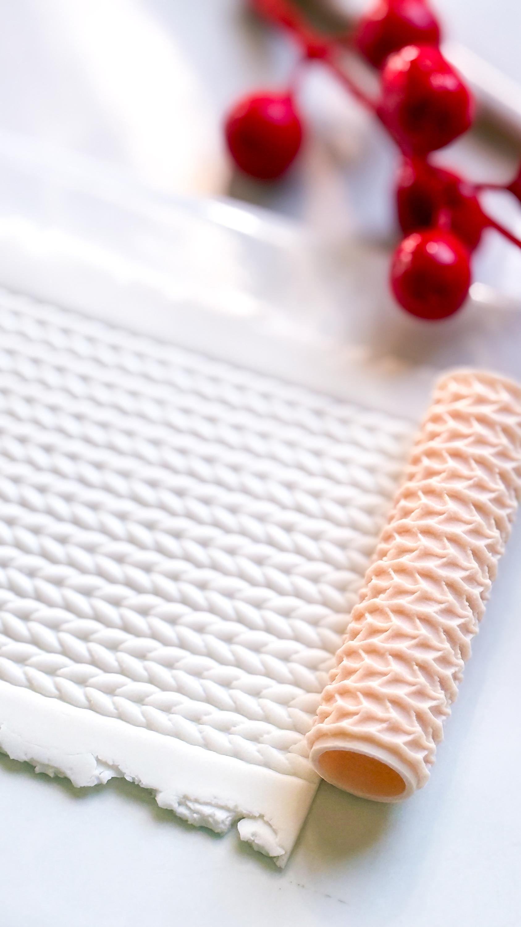Knit Texture Embossing Roller – Sweater Pattern Polymer Clay Embossing Tool