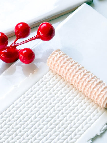 Knit Texture Embossing Roller – Sweater Pattern Polymer Clay Embossing Tool