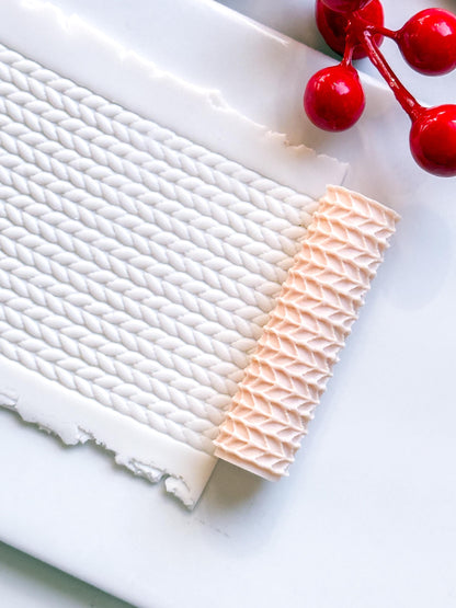 Knit Texture Embossing Roller – Sweater Pattern Polymer Clay Embossing Tool