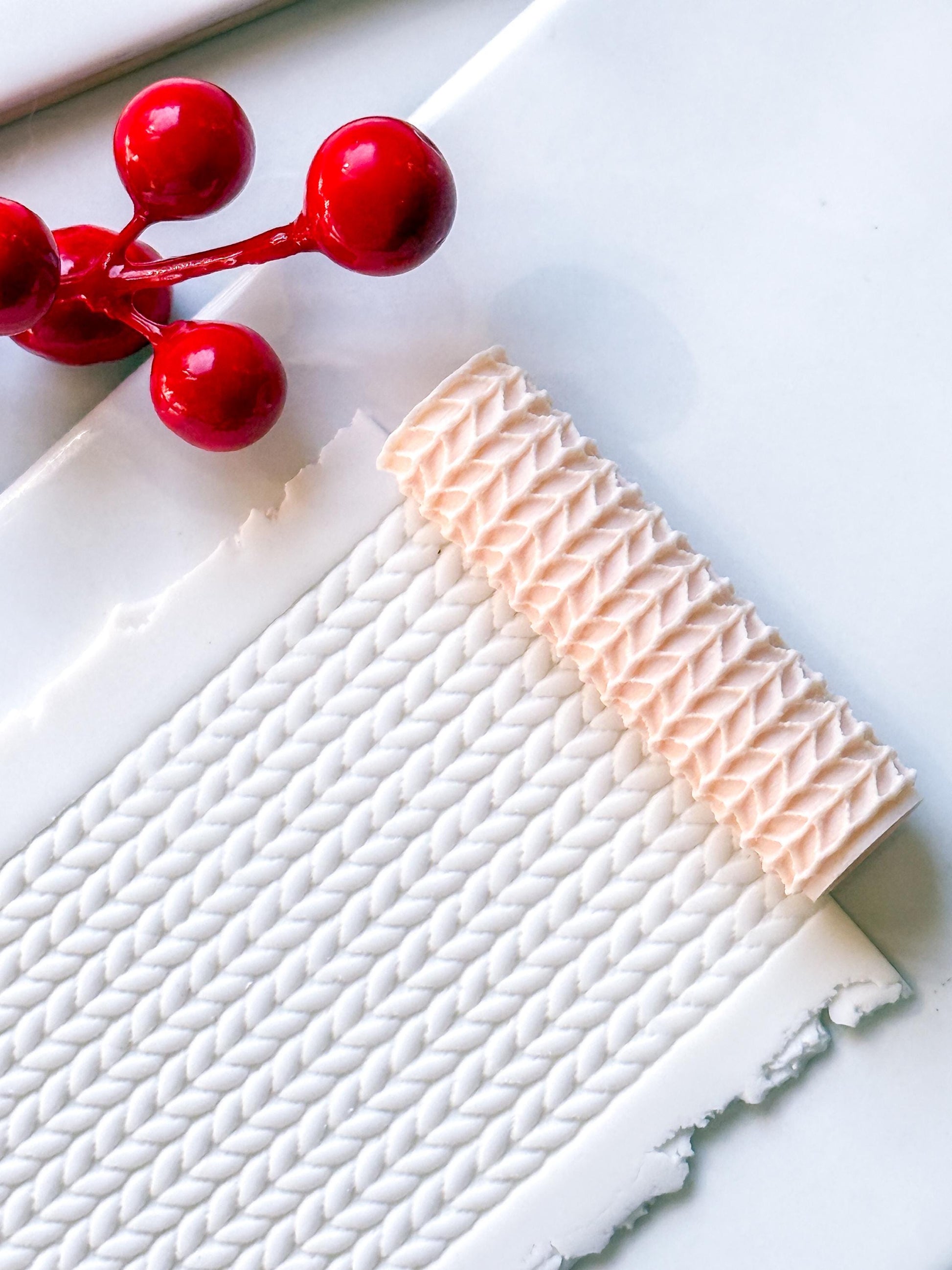 Knit Texture Embossing Roller – Sweater Pattern Polymer Clay Embossing Tool
