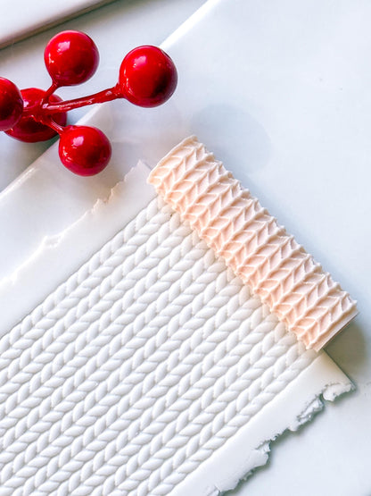 Knit Texture Embossing Roller – Sweater Pattern Polymer Clay Embossing Tool