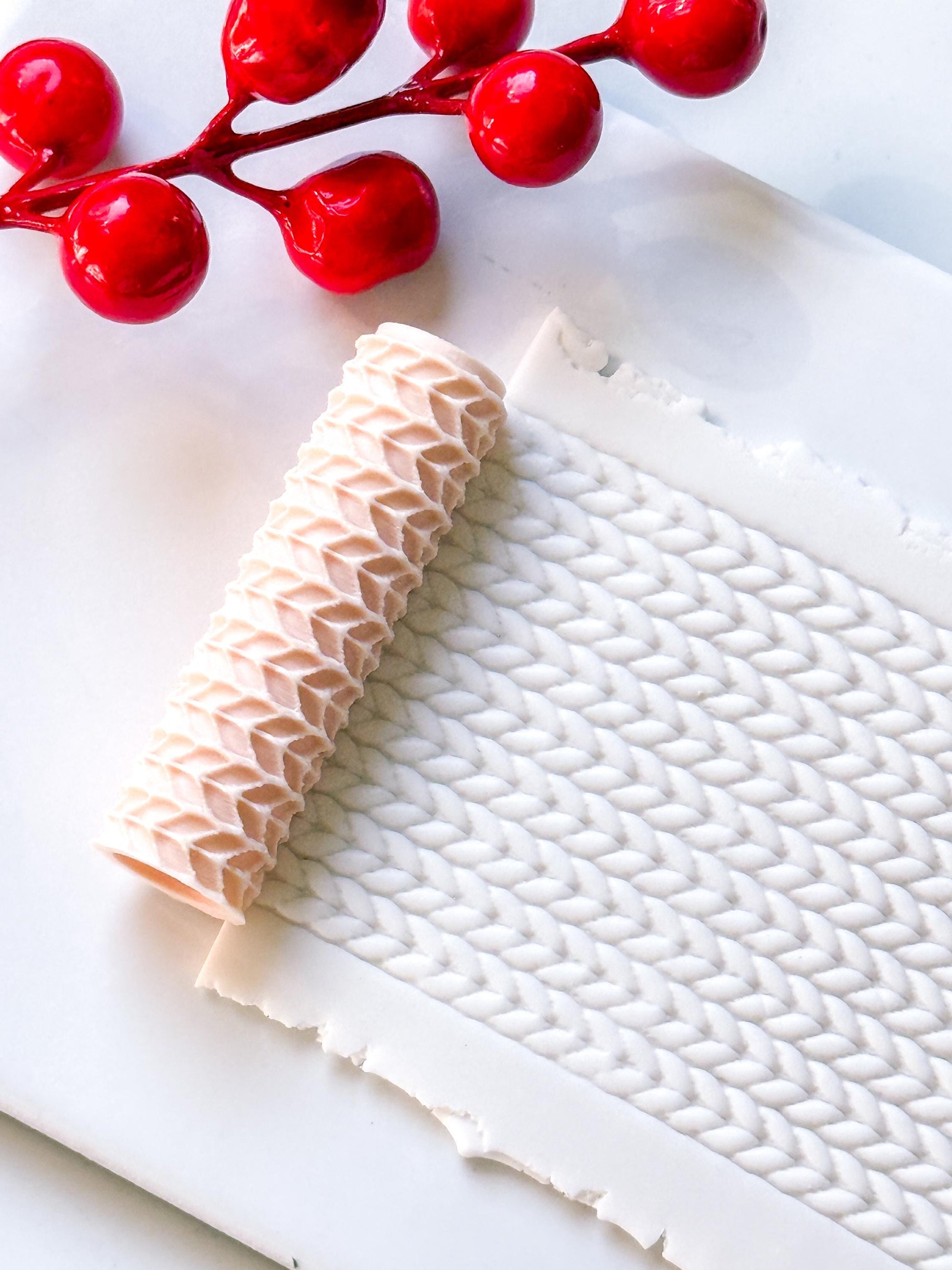 Knit Texture Embossing Roller – Sweater Pattern Polymer Clay Embossing Tool