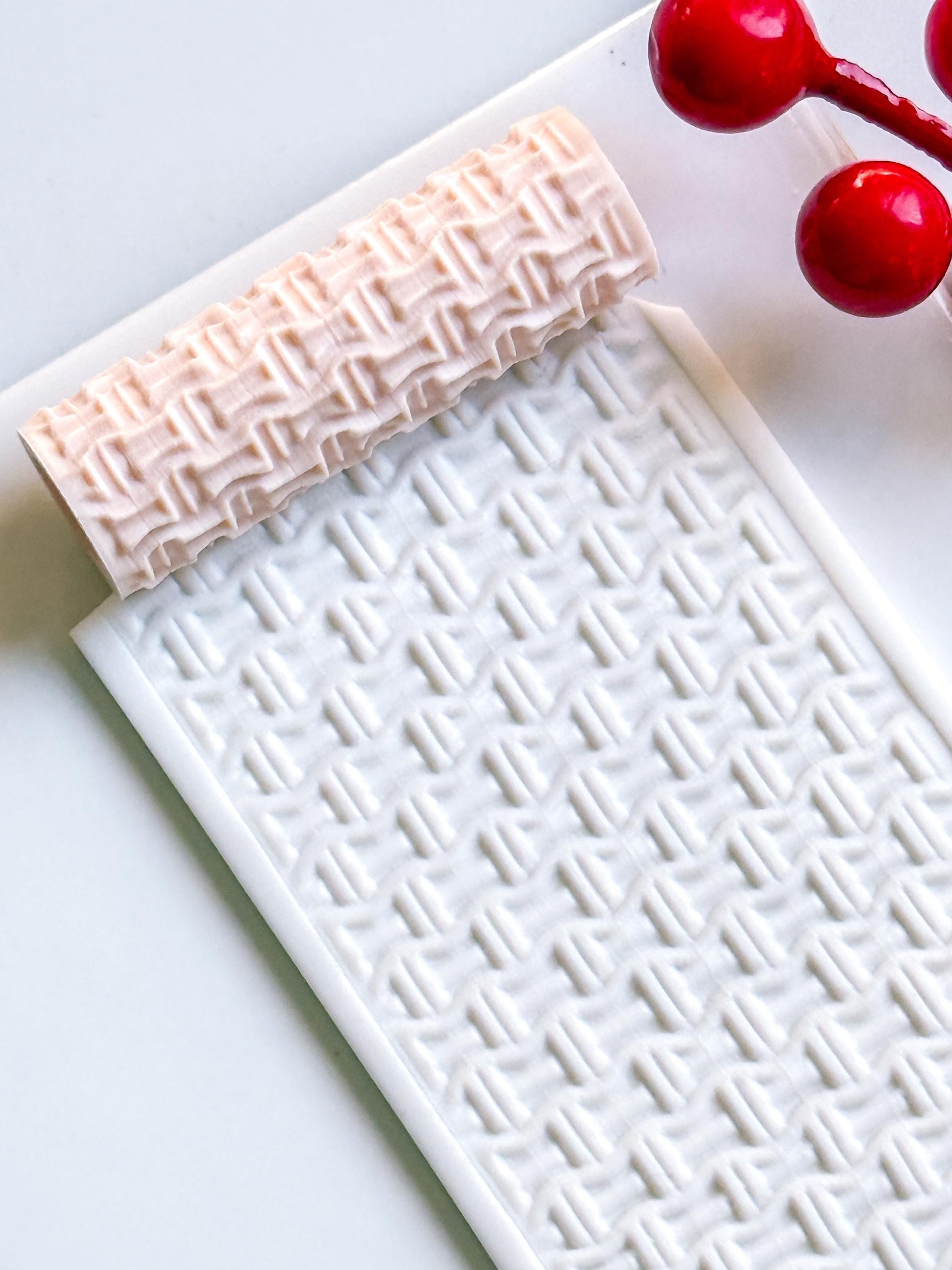 Cable Knit Embossing Roller – Woven Texture Roller for Polymer Clay