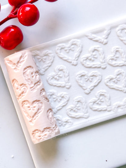 Braided Heart Emboss Roller for Polymer Clay – Scandinavian Christmas Texture Rolling Pin