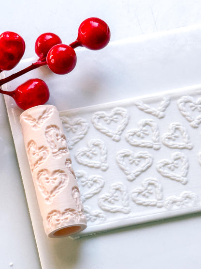 Braided Heart Emboss Roller for Polymer Clay – Scandinavian Christmas Texture Rolling Pin