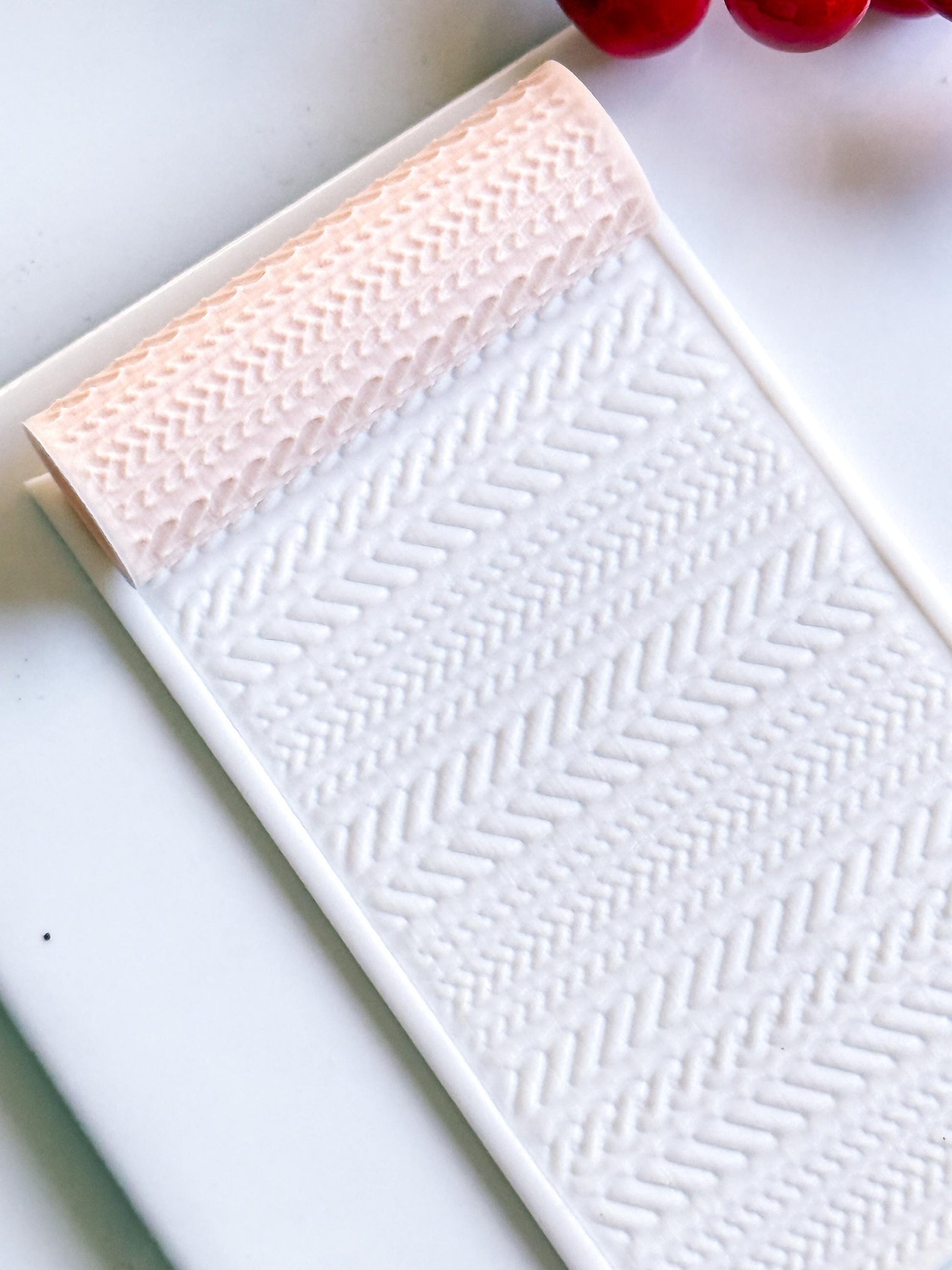 Braided Knit Embossing Roller – Herringbone Texture Roller for Polymer Clay