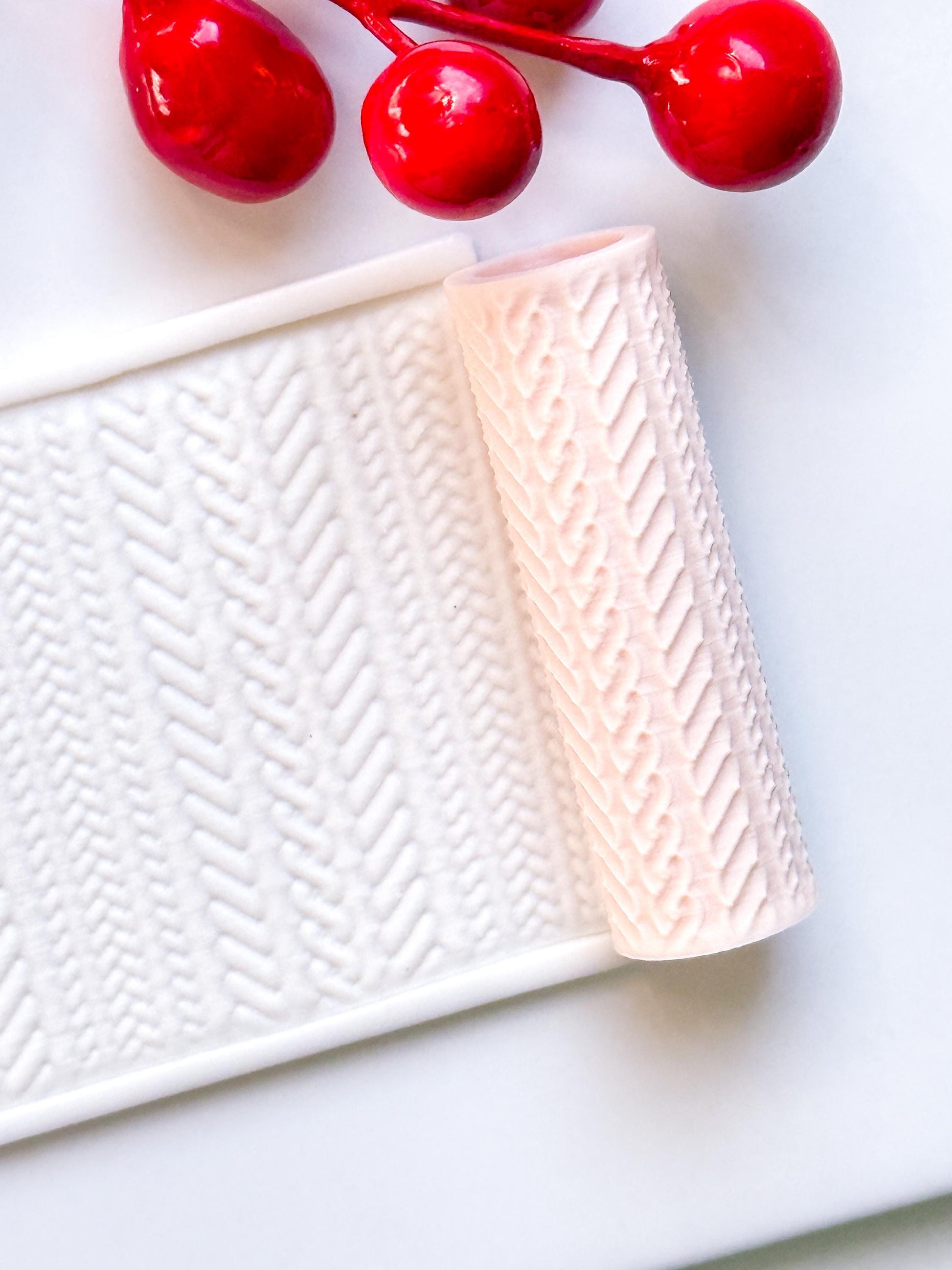 Braided Knit Embossing Roller – Herringbone Texture Roller for Polymer Clay