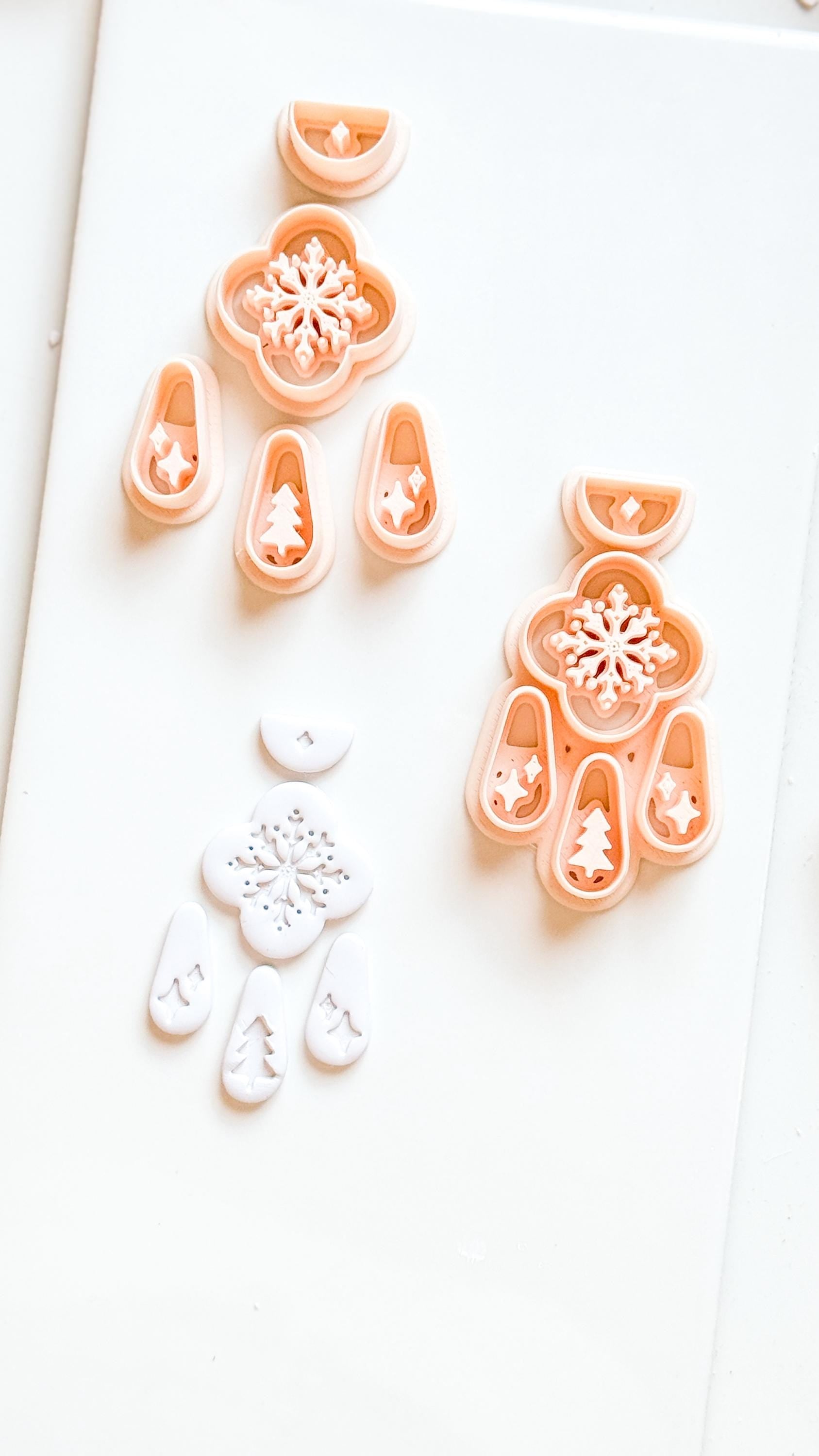 Christmas Snowflake Clay Cutter Set: Individual and Joint Holiday Polymer Clay Tools