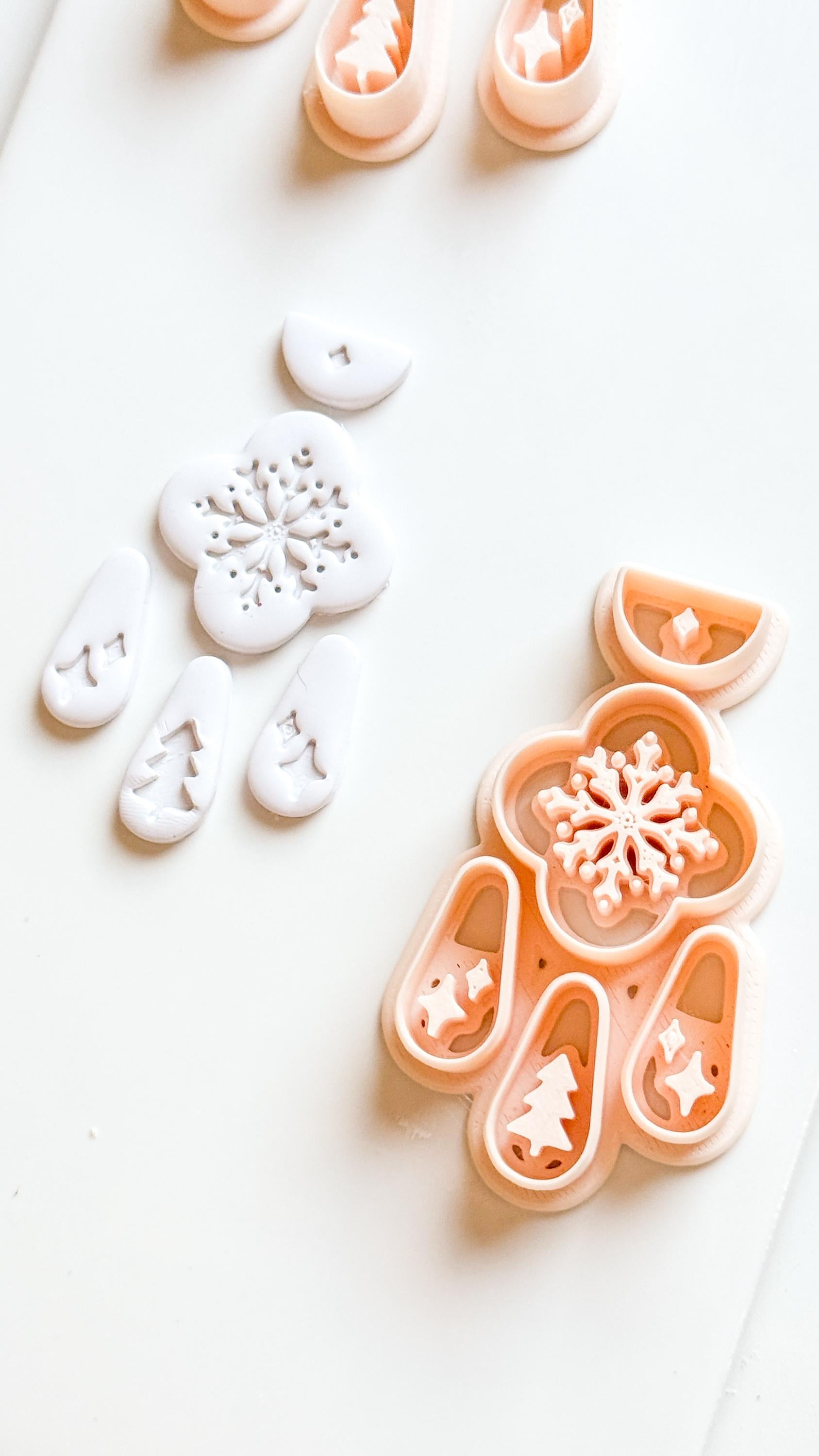 Christmas Snowflake Clay Cutter Set: Individual and Joint Holiday Polymer Clay Tools