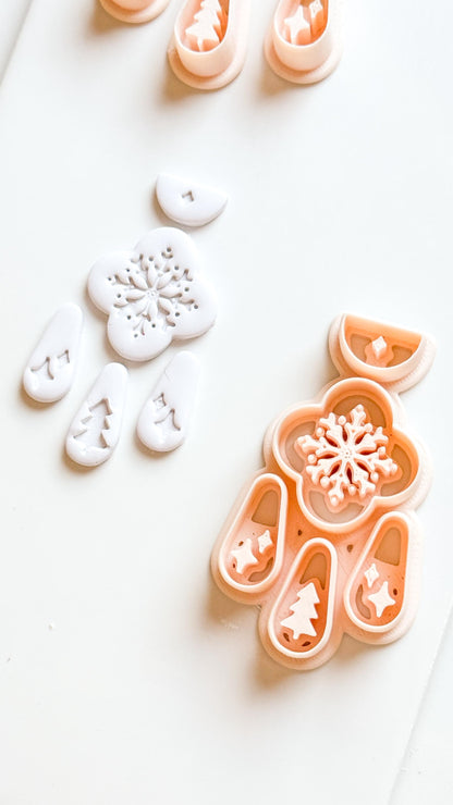 Christmas Snowflake Clay Cutter Set: Individual and Joint Holiday Polymer Clay Tools