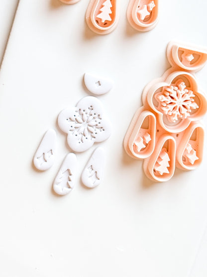 Christmas Snowflake Clay Cutter Set: Individual and Joint Holiday Polymer Clay Tools