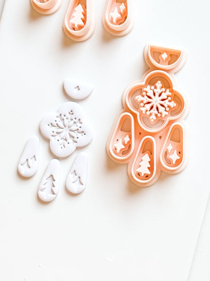 Christmas Snowflake Clay Cutter Set: Individual and Joint Holiday Polymer Clay Tools