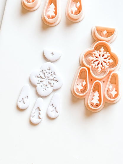 Christmas Snowflake Clay Cutter Set: Individual and Joint Holiday Polymer Clay Tools