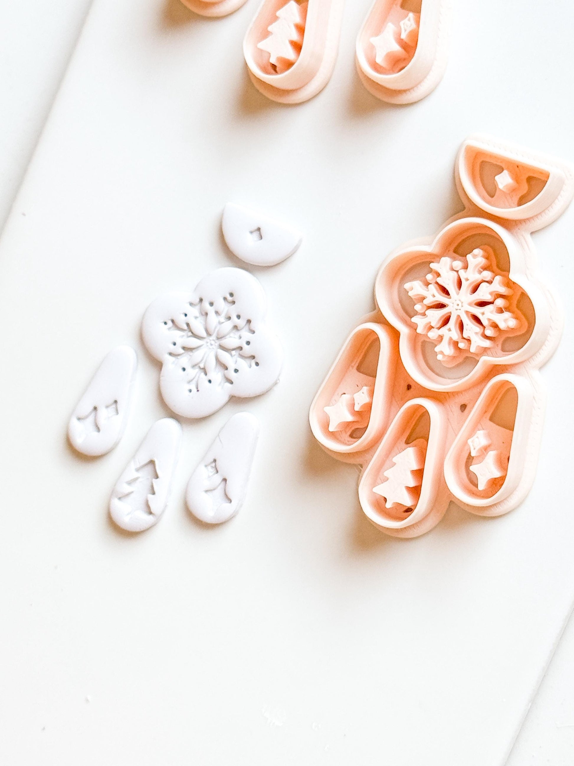 Christmas Snowflake Clay Cutter Set: Individual and Joint Holiday Polymer Clay Tools