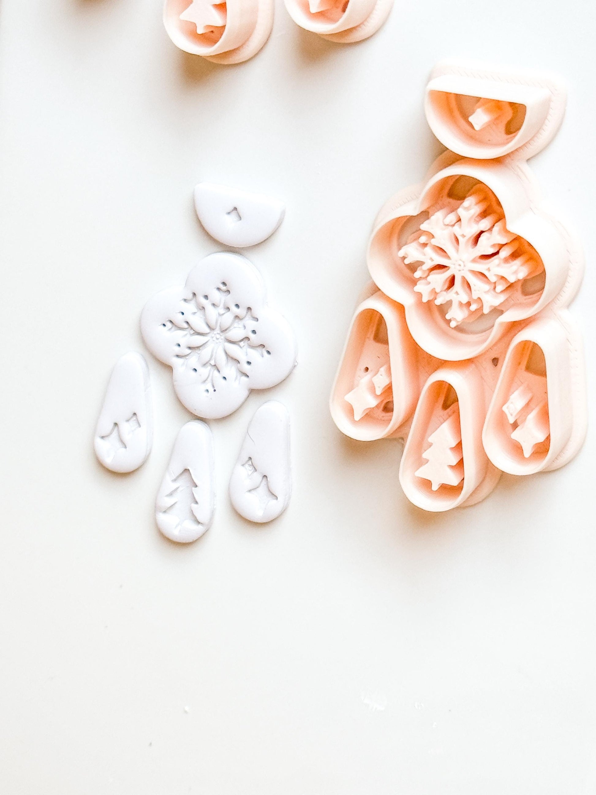 Christmas Snowflake Clay Cutter Set: Individual and Joint Holiday Polymer Clay Tools