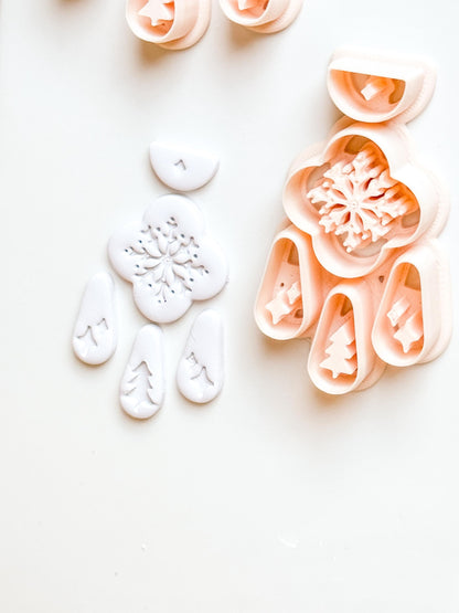 Christmas Snowflake Clay Cutter Set: Individual and Joint Holiday Polymer Clay Tools