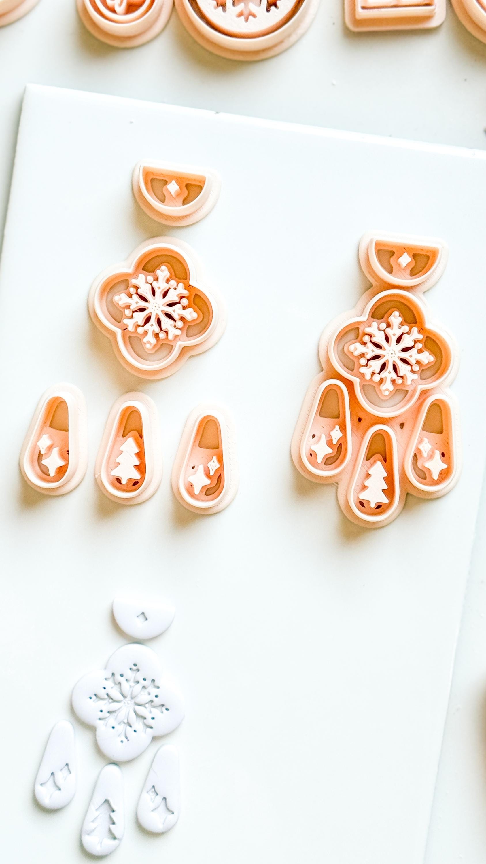 Christmas Snowflake Clay Cutter Set: Individual and Joint Holiday Polymer Clay Tools